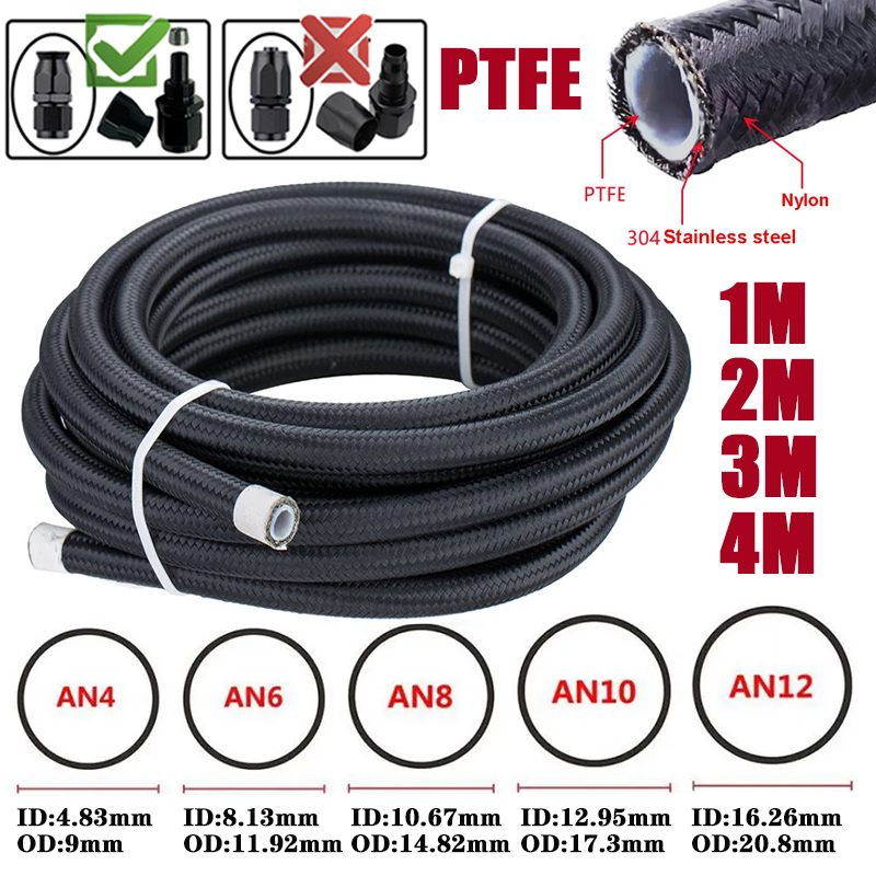 Ptfe Tape Thread - خرطوم وقود PTFE E85 بطول 1م/2م/3م/4م،