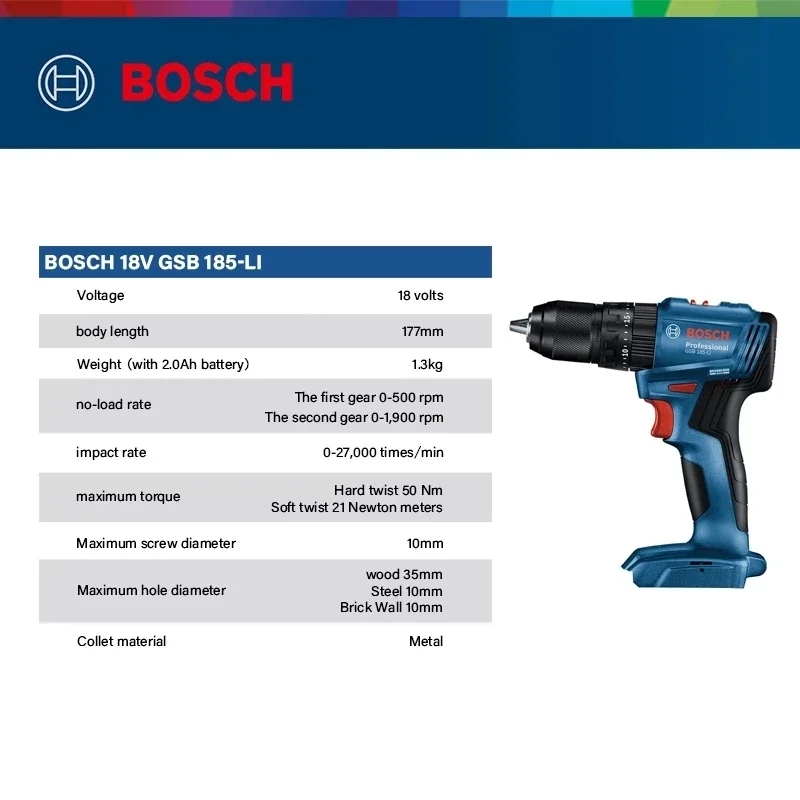 بوش GSB 185-LI 18V مثقاب تأثير - مراجعة Bosch Drill Gsb 18V وسعره